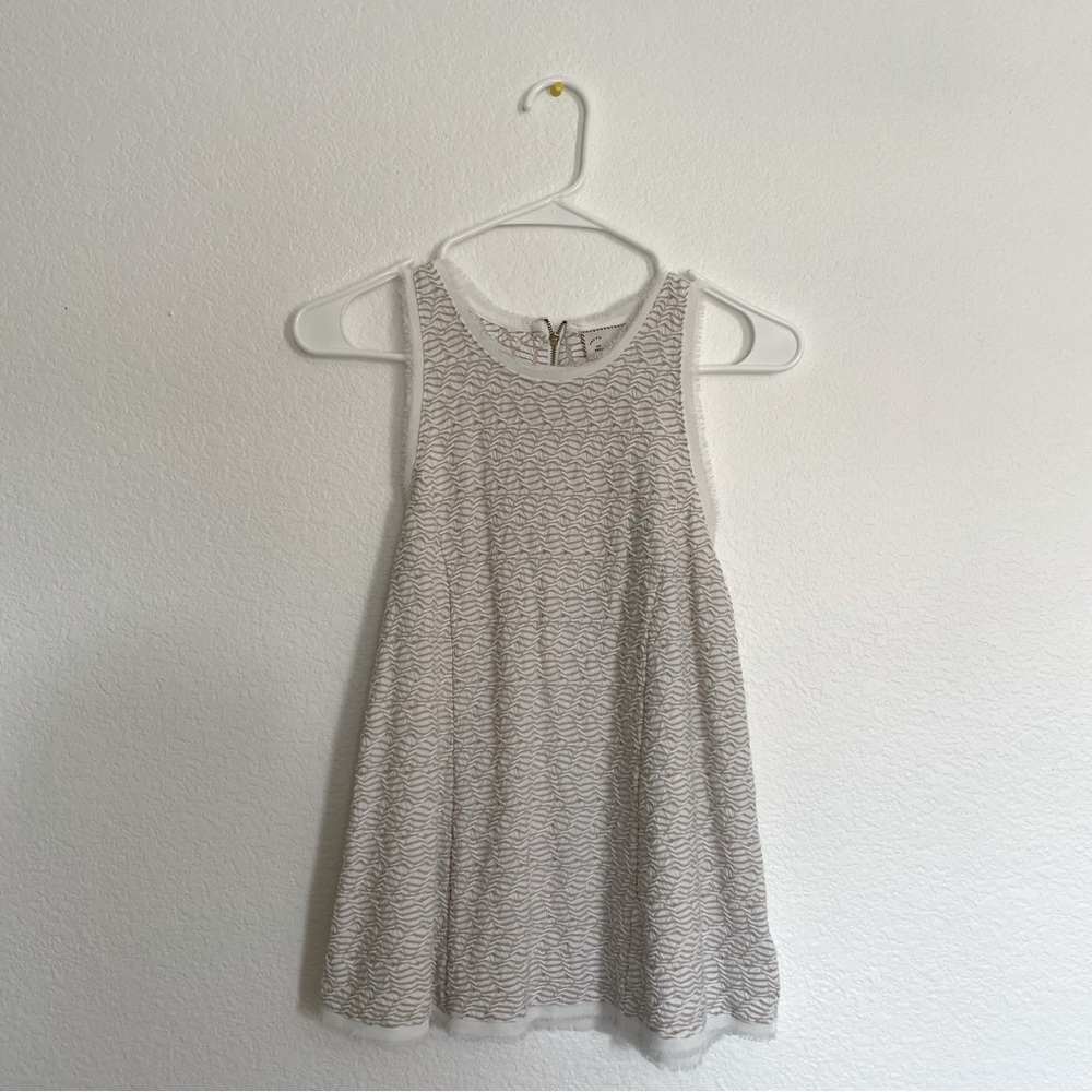 Anthropologie White and Tan Blouse